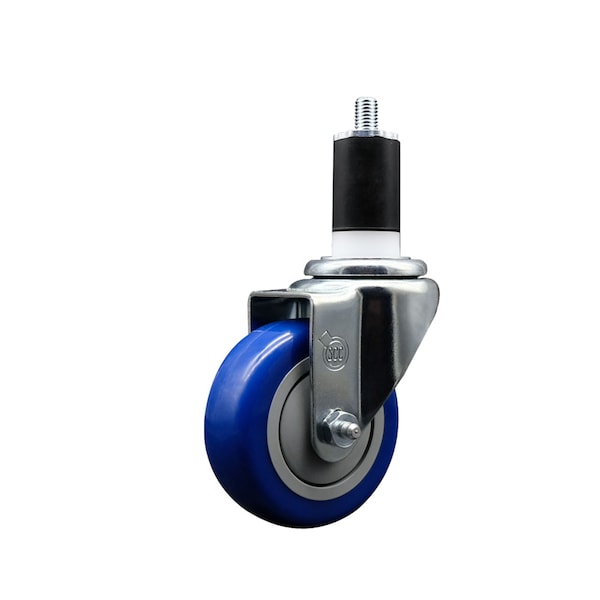 Service Caster 3.5'' SS Blue Poly Wheel Swivel 1-1/2'' Expanding Stem Caster SCC-SSEX20S3514-PPUB-BLUE-112 - main